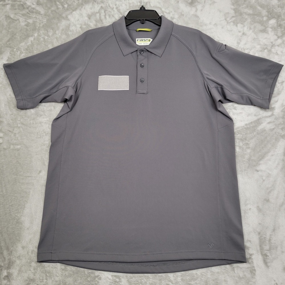 FIRST TACTICAL Polo Shirt Mens Large REG‎ Gray Short Sleeve Performance Work